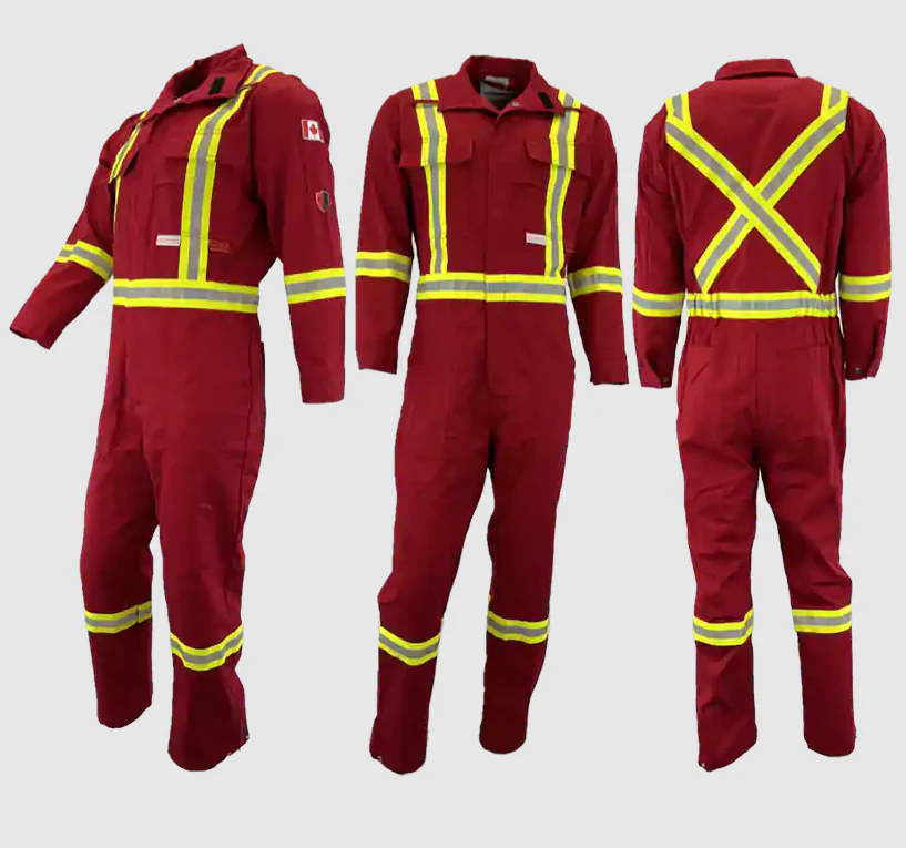 Red Premium Flame Resistant Coveralls w/CSA Striping - Image 2