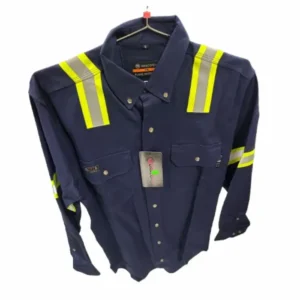 Forge FR Men's Navy Button Solid Taping Shirt